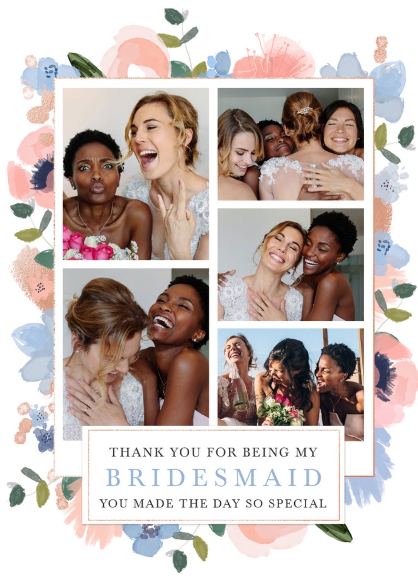 Floral Photo Upload Bridesmaid Thank You Card Ecard