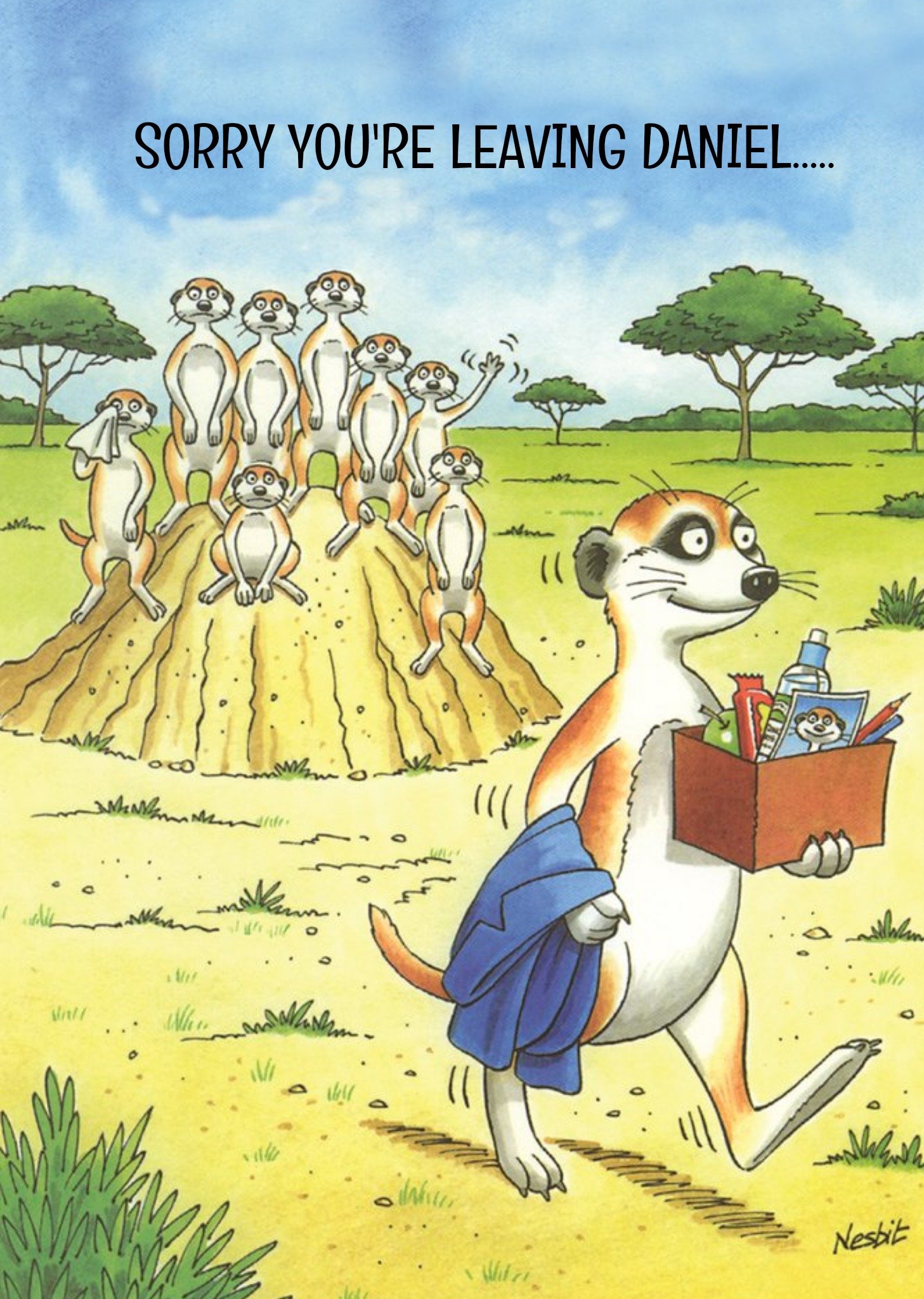 Ling Design Meerkats Personalised Sorry You're Leaving Card