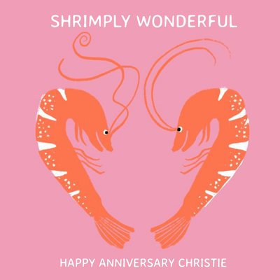 Illustration Of A Pair Of Shrimps In The Shape Of A Love Heart Anniversary Card