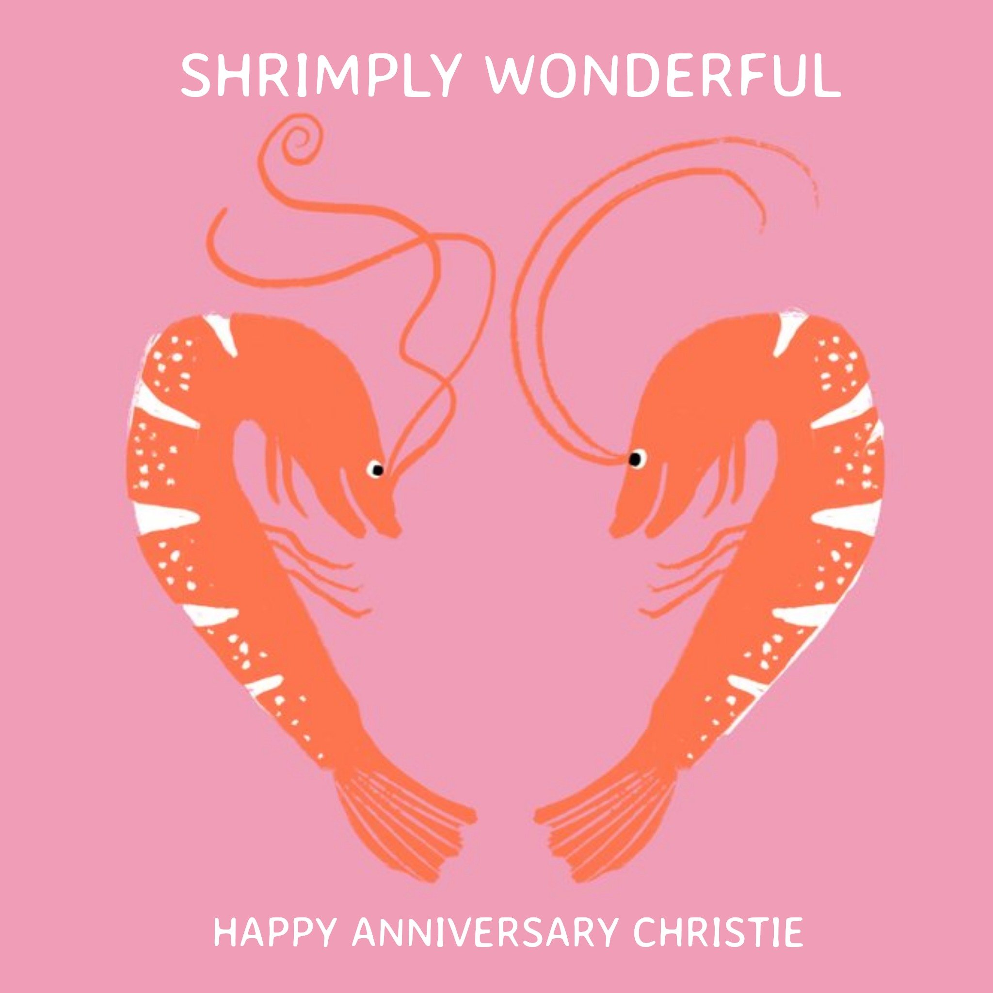 Illustration Of A Pair Of Shrimps In The Shape Of A Love Heart Anniversary Card, Square