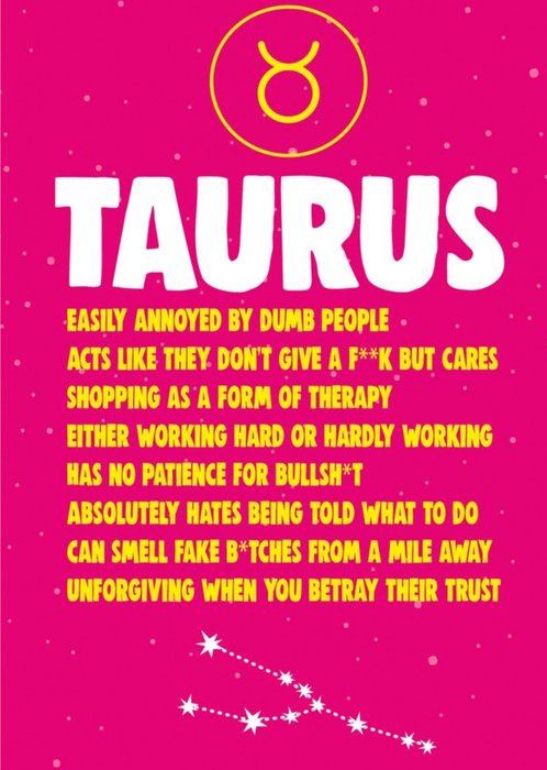 Cheeky Chops Taurus Star Sign Birthday Card