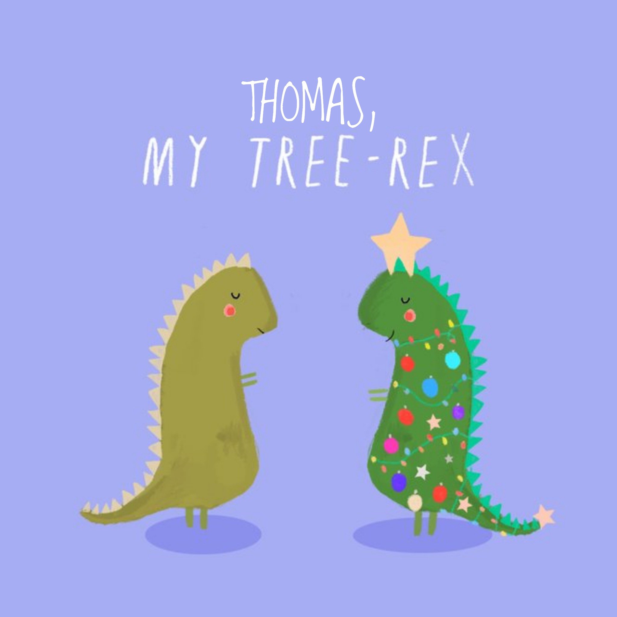 Moonpig Tree Rex Christmas Tree Personalised Square Card, Large