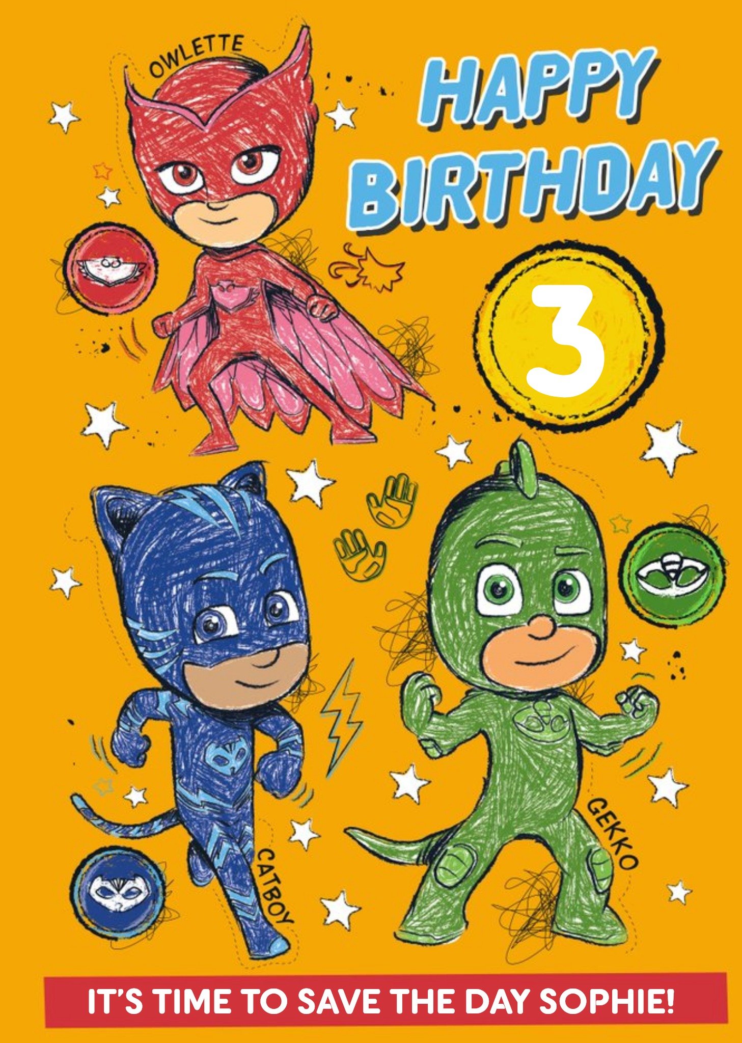 Pj Masks Save The Day Birthday Card, Large