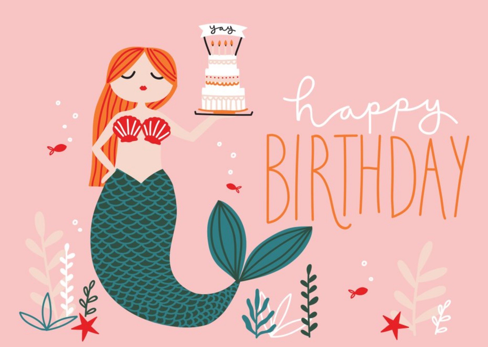 Moonpig Birthday Card - Happy Birthday - Mermaid, Large