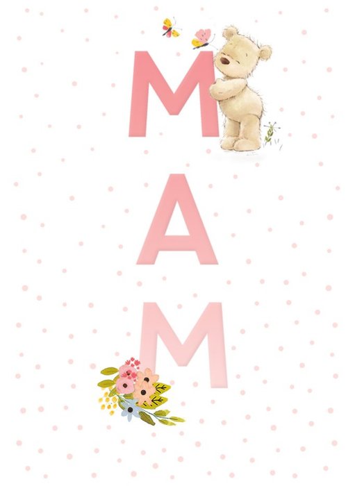 UKG Cute Illustrated Teddy Typographic Mam Card