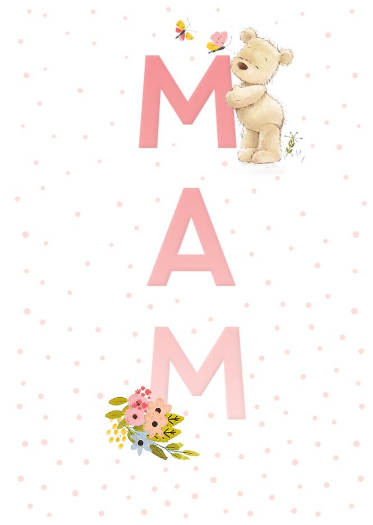 Moonpig Ukg Cute Illustrated Teddy Typographic Mam Card Ecard