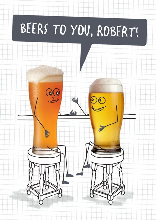 Cartoon Beers To You Pun Card
