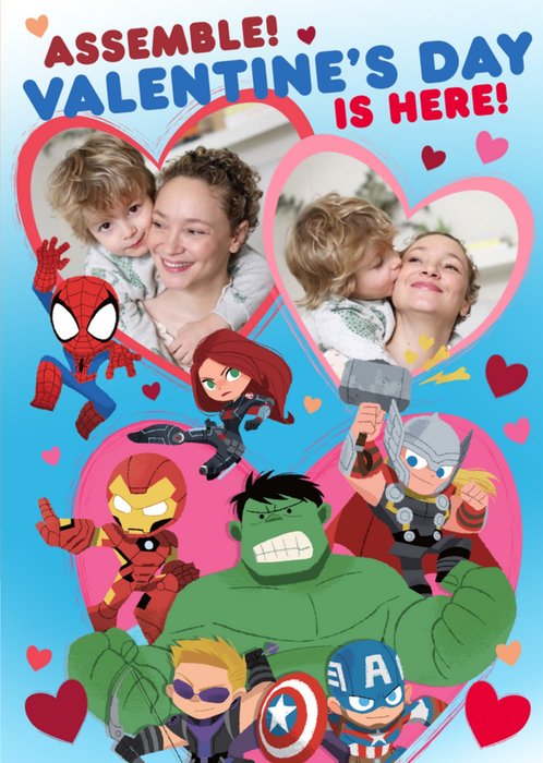 Marvel Comics Assemble Valentine's Day Is Here Photo Upload Card