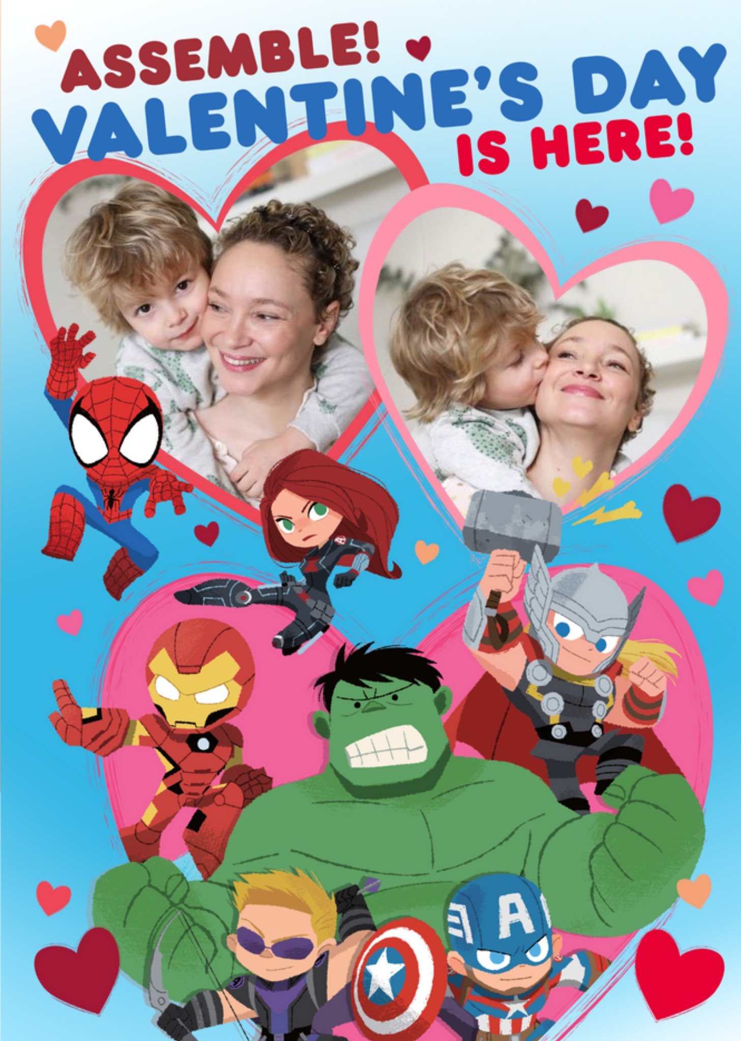 Disney Marvel Comics Assemble Valentine's Day Is Here Photo Upload Card, Large
