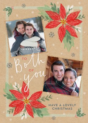 Christmas Card - Have A Lovely Christmas - To Both Of You - Poinsettia - Photo Upload