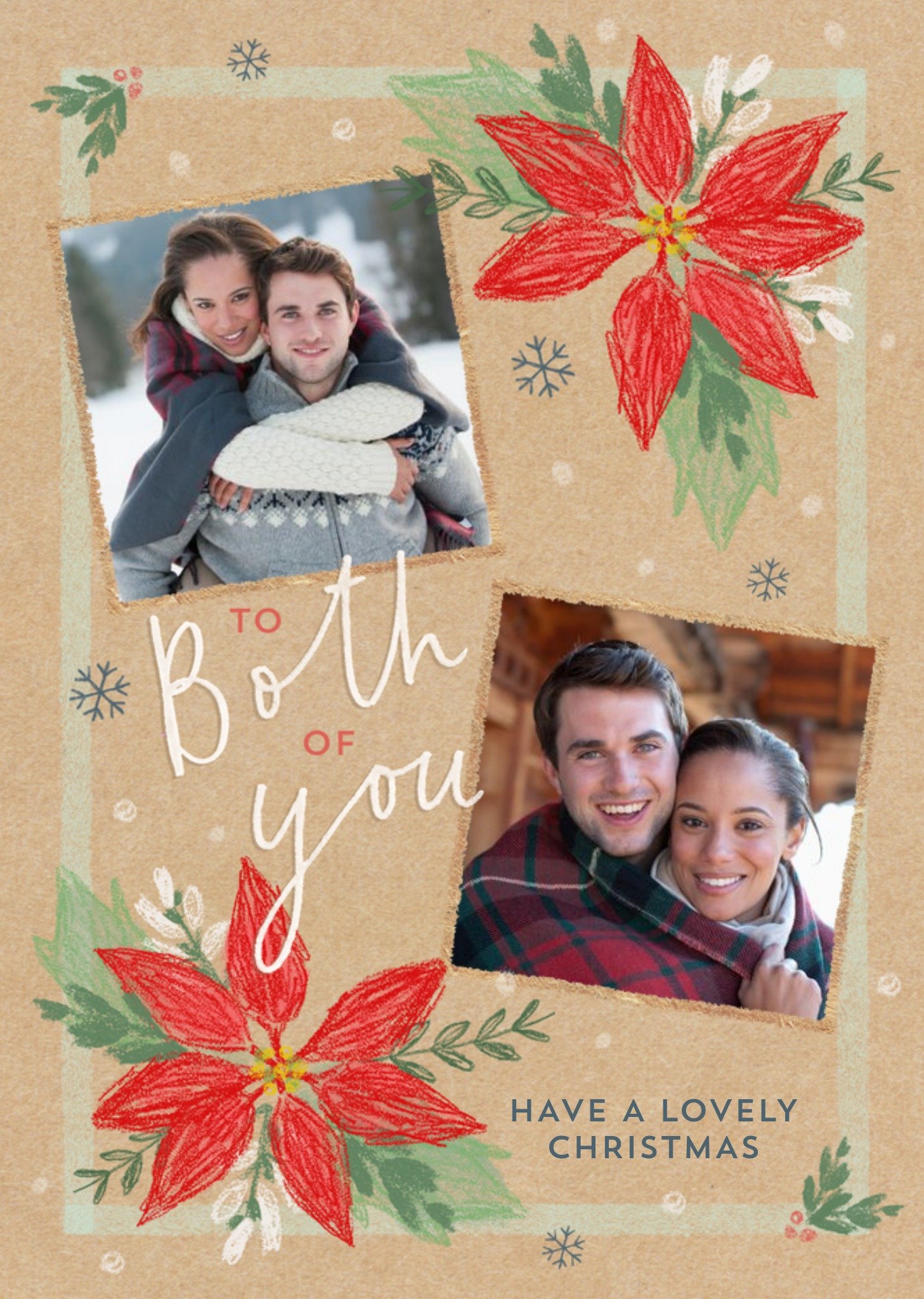 Christmas Card - Have A Lovely Christmas - To Both Of You - Poinsettia - Photo Upload Ecard