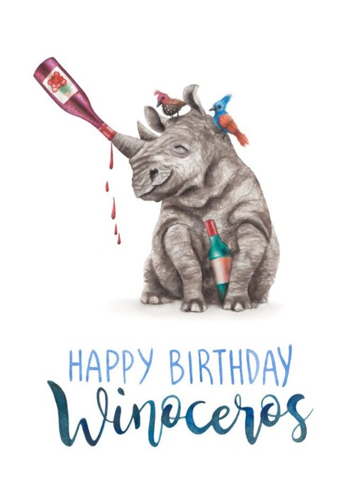 Citrus Bunn Funny Pun Animal Drinking Happy Birthday Card