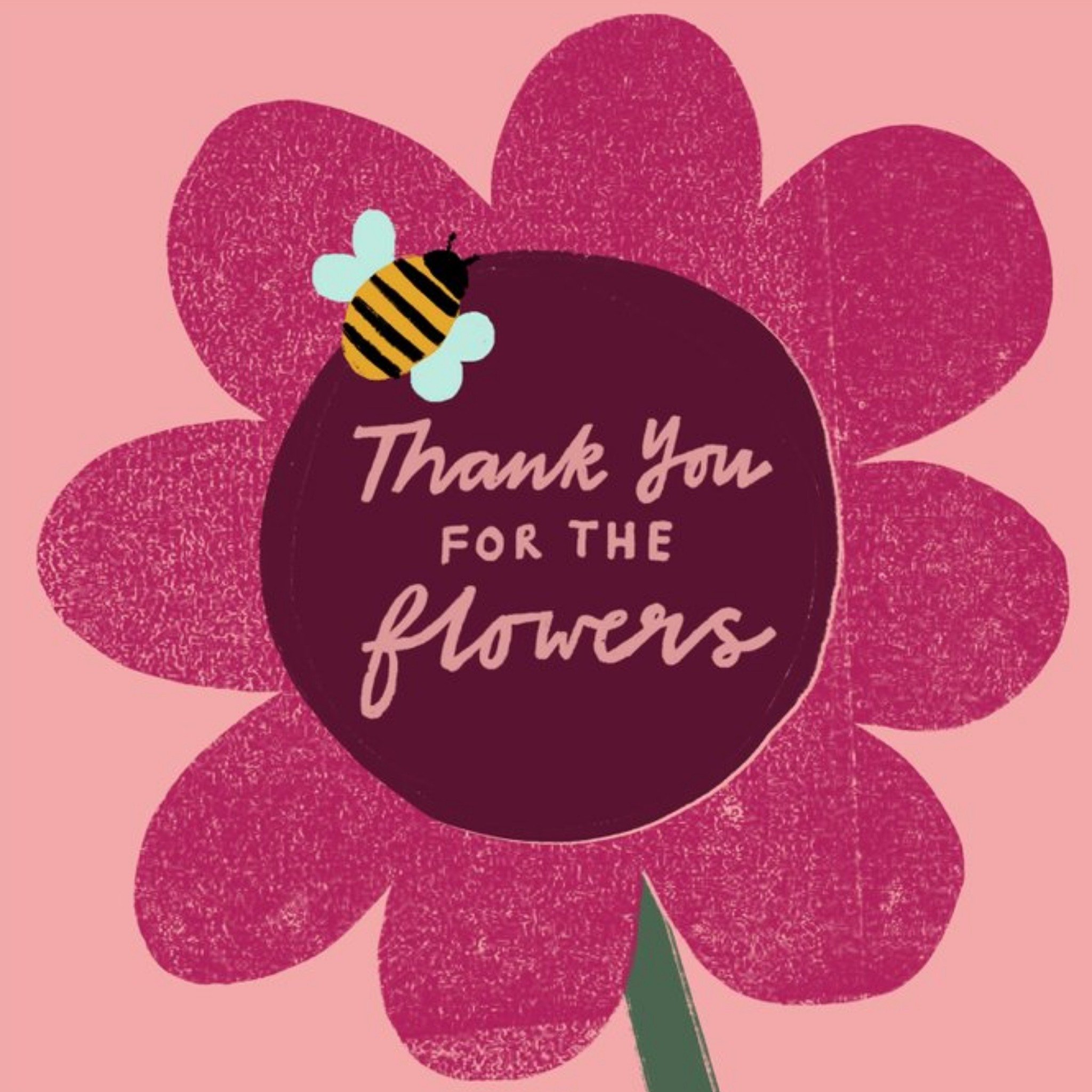 Illustration Of A Bee On A Flower Thank You Card, Square