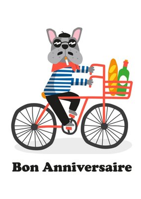 Illustration Of A Cool Dog Riding A Bike Birthday Card