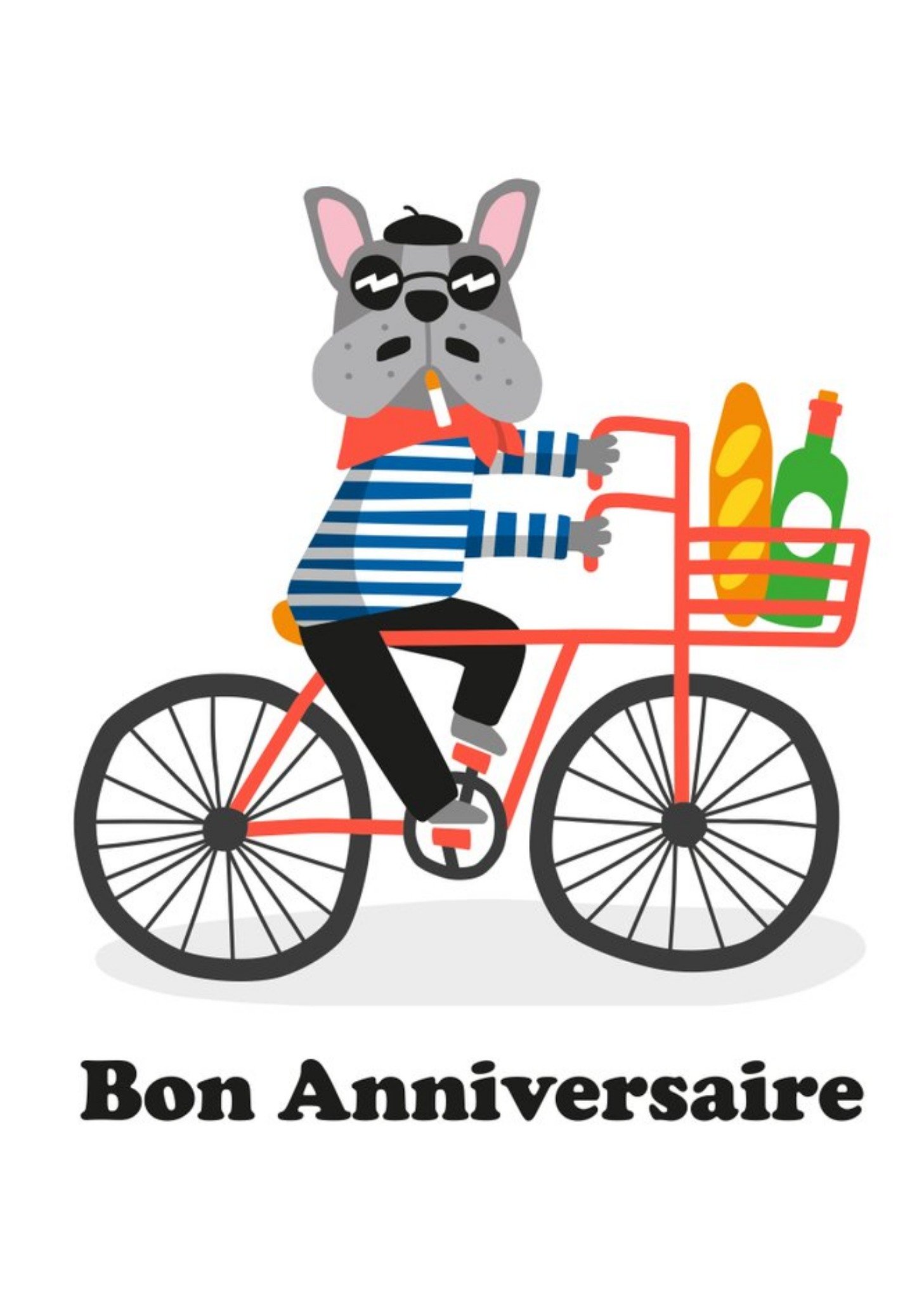 Moonpig Illustration Of A Cool Dog Riding A Bike Birthday Card Ecard