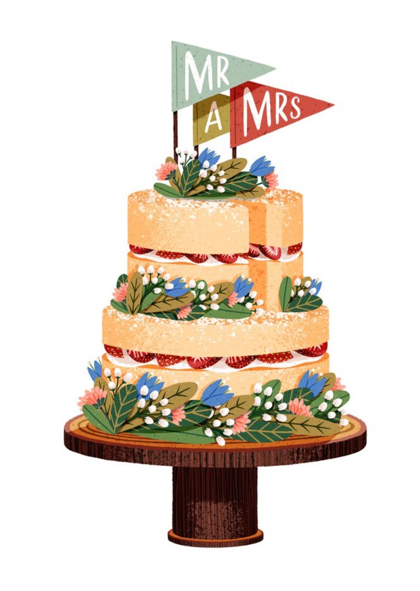 Other Folio Illustrated Mr And Mrs Wedding Cake Card Ecard
