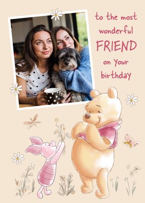 Cute Disney Winnie The Pooh Wonderful Friend Photo Upload Birthday Card