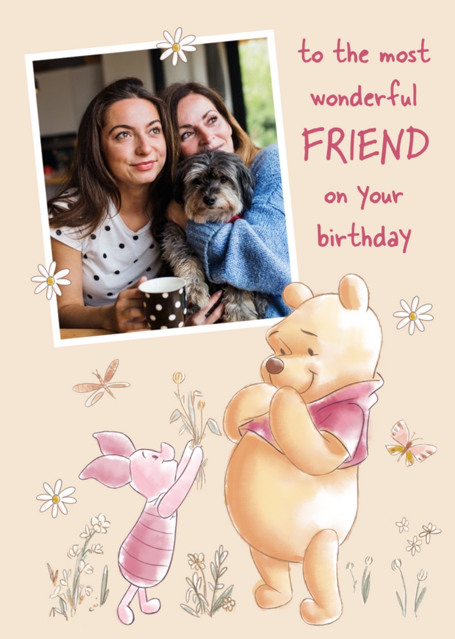 Cute Disney Winnie The Pooh Wonderful Friend Photo Upload Birthday Card, Large