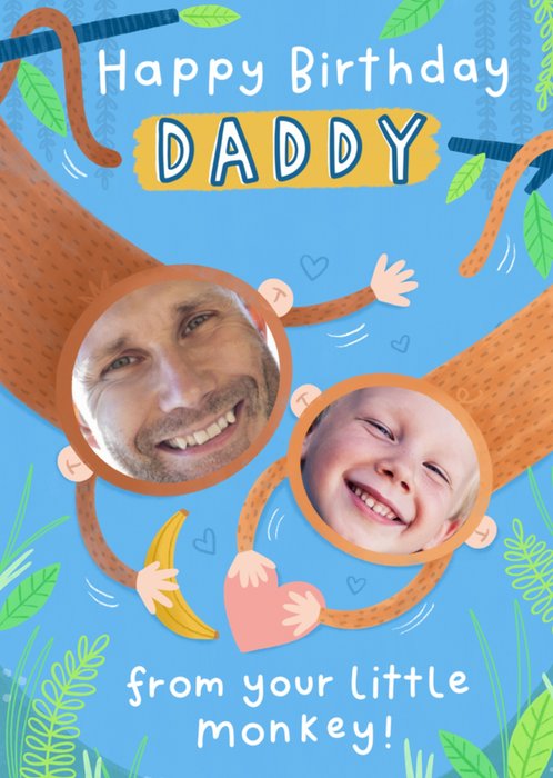 Cheeky Monkeys Face In Hole Photo Upload Birthday Card For Daddy By Jess Moorhouse