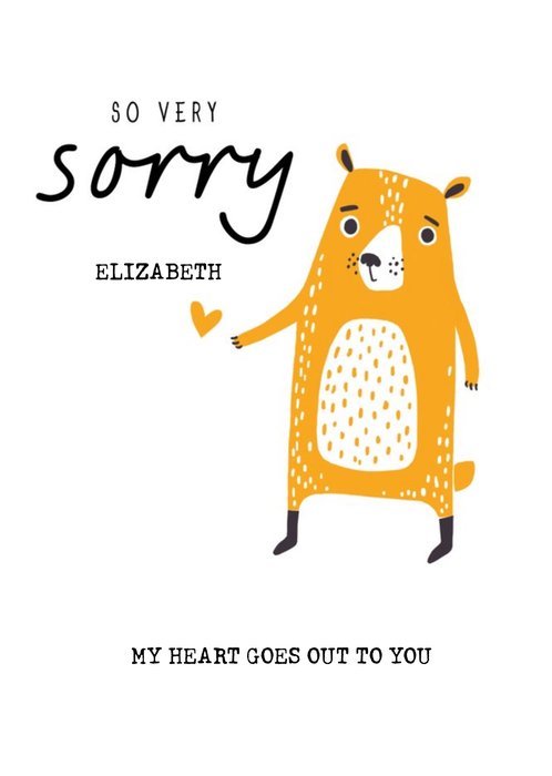 Cute Illustration Of A Bear So Very Sorry Card
