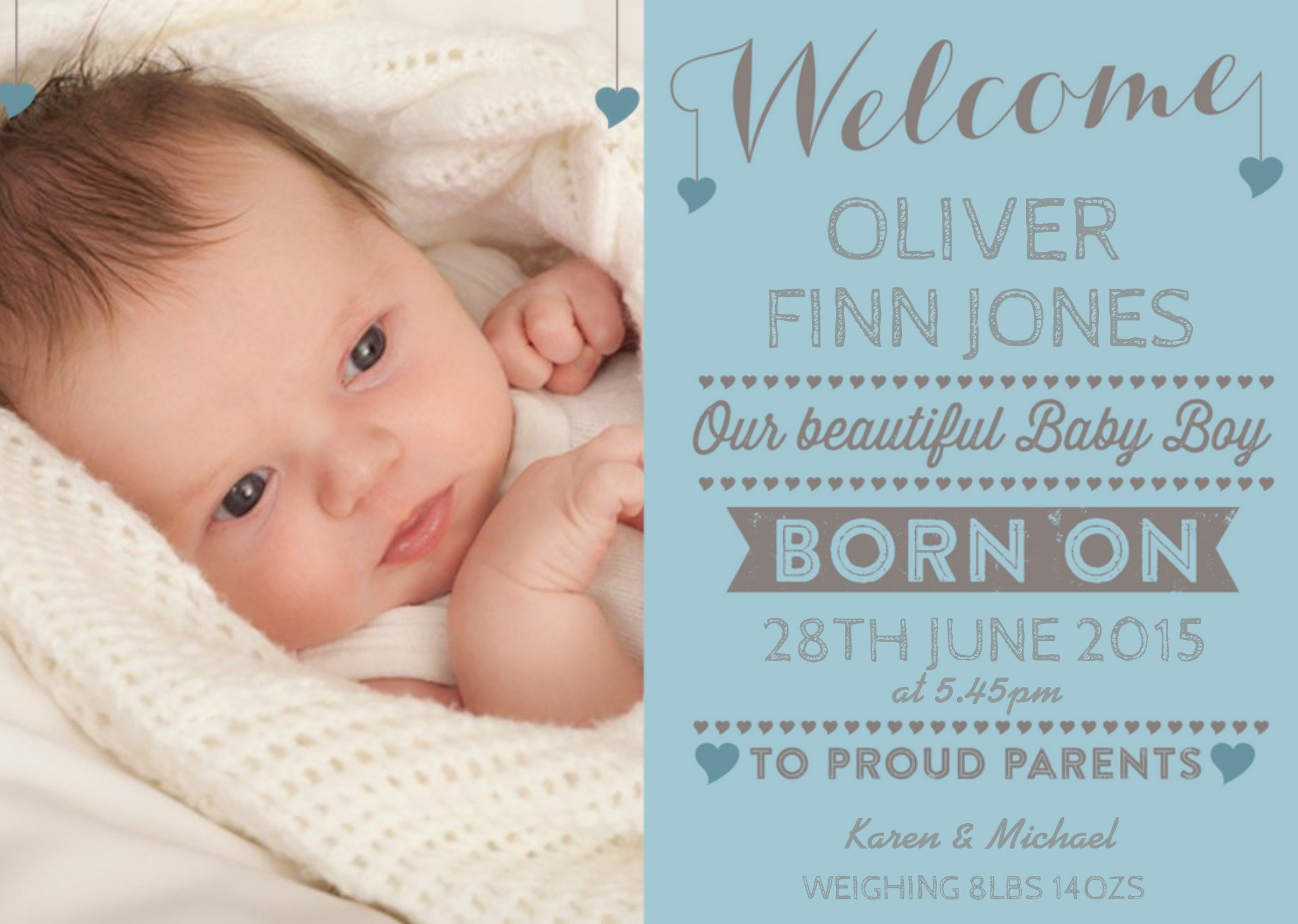 New Baby Announcement Landscape Photo Card Ecard