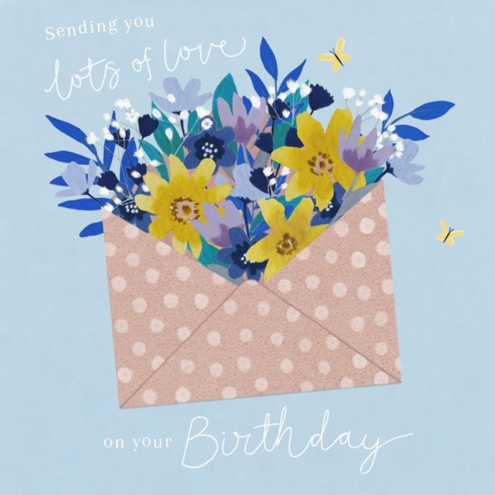 Illustrated Floral Envelope Birthday Card