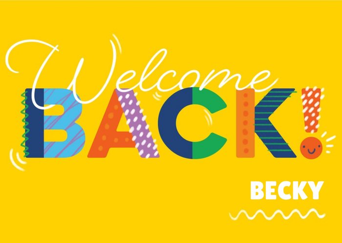 Neil Clark Typography Welcome Back Just A Note Card