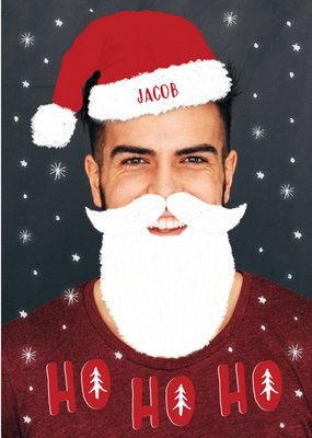 Ho Ho Ho Christmas Beard Photo Upload Card