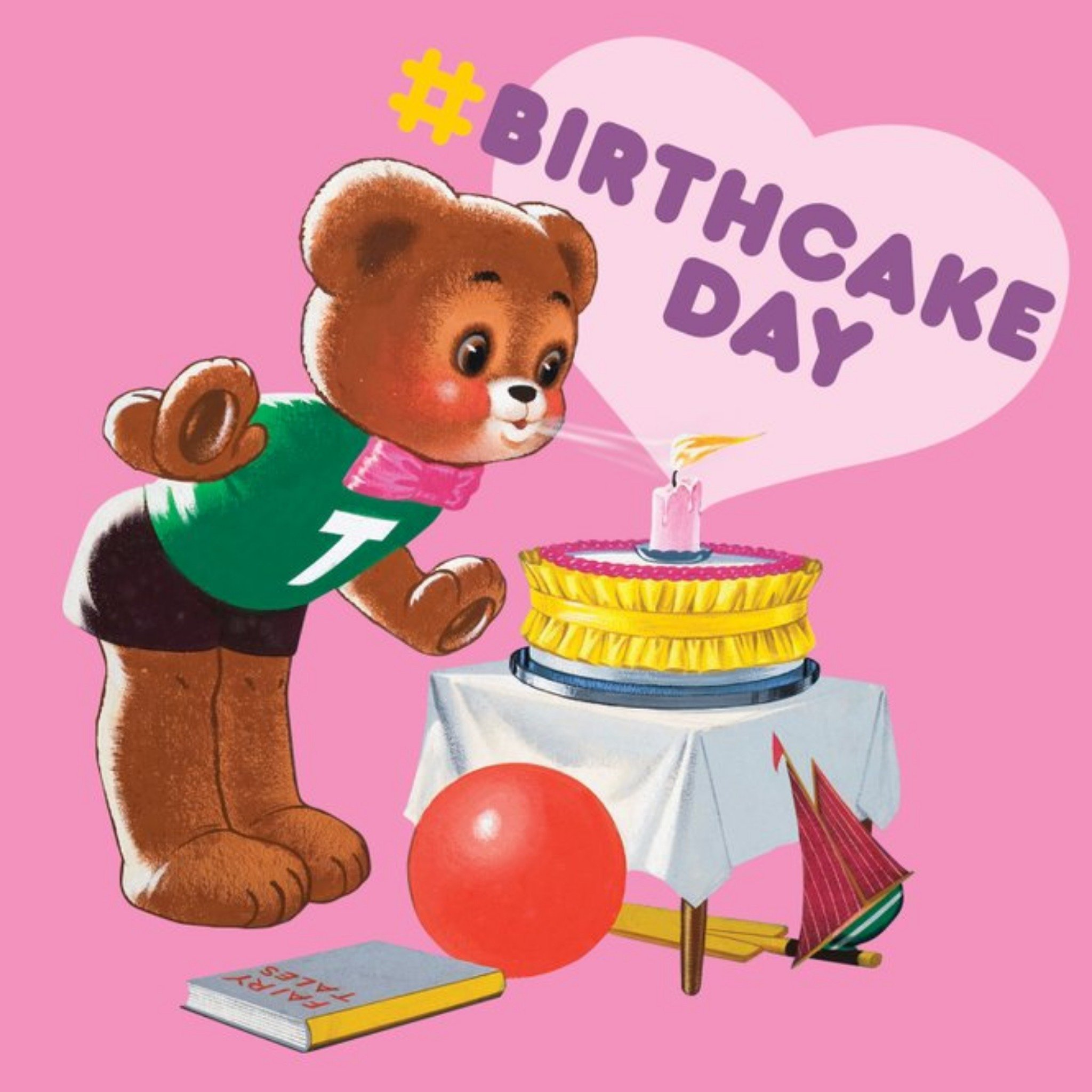 Moonpig Funny Birthday Card - Retro Teddy Bear, Large