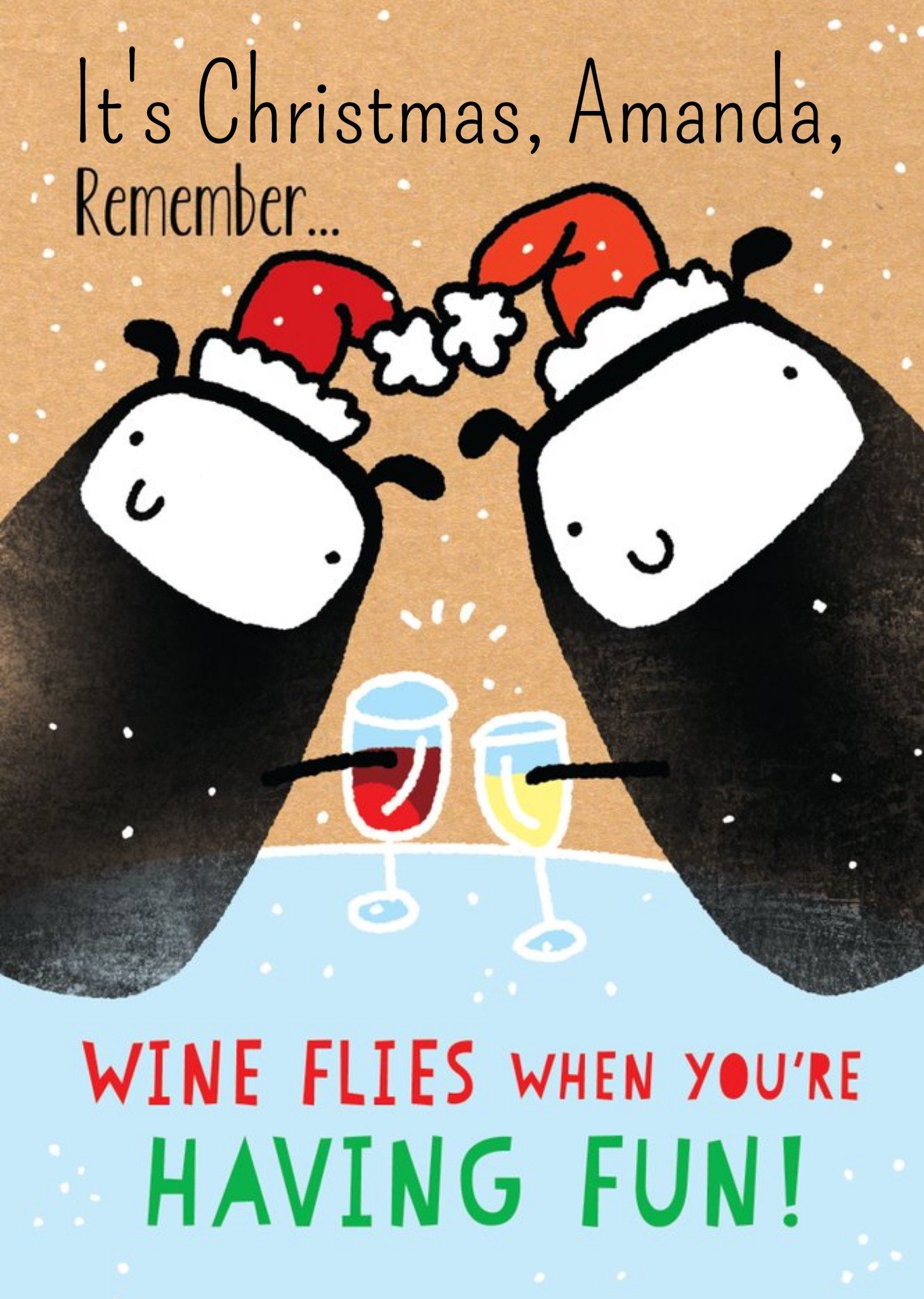 Moonpig Wine Flies Personalised Christmas Card Ecard