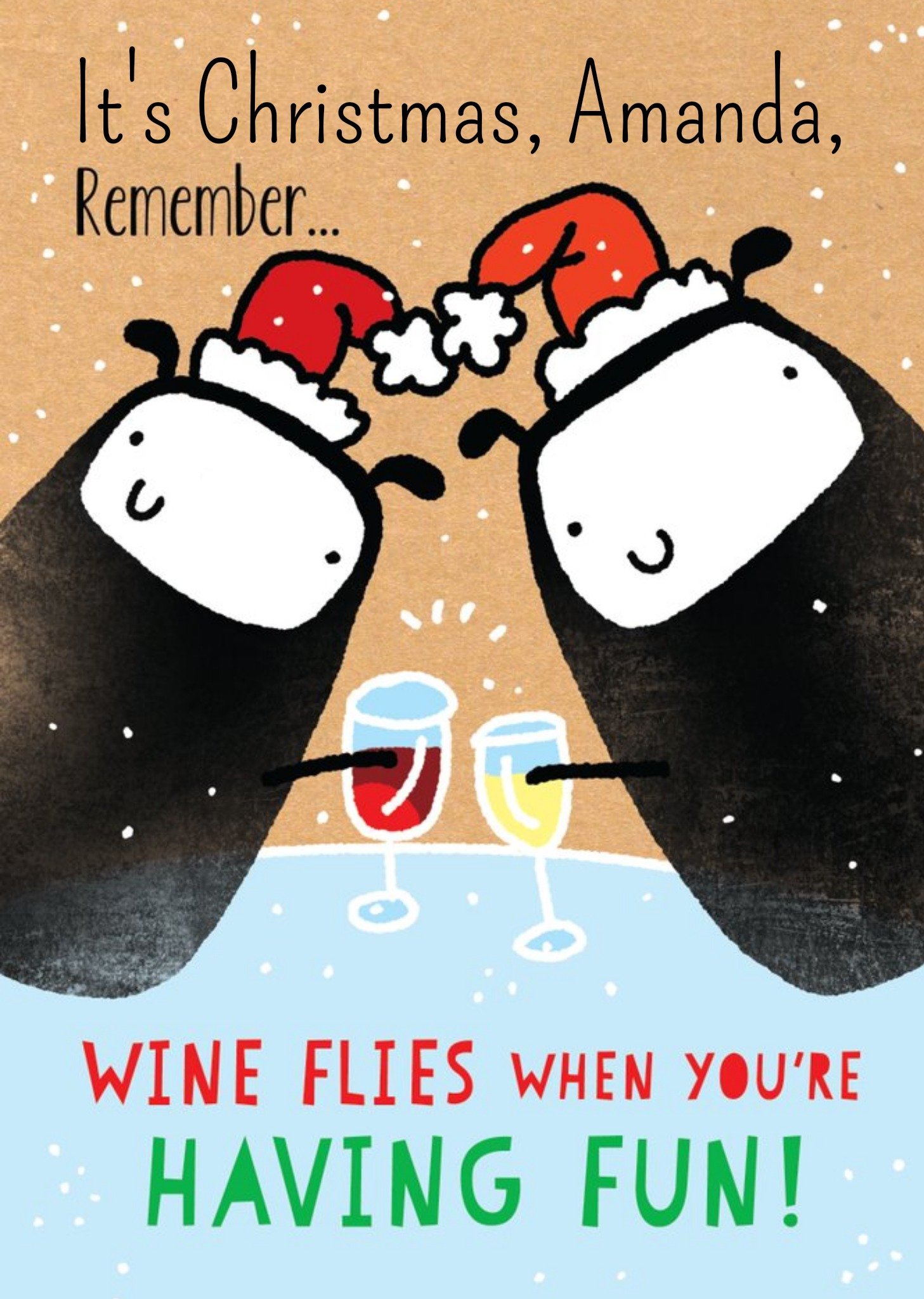 Wine Flies Personalised Christmas Card Ecard