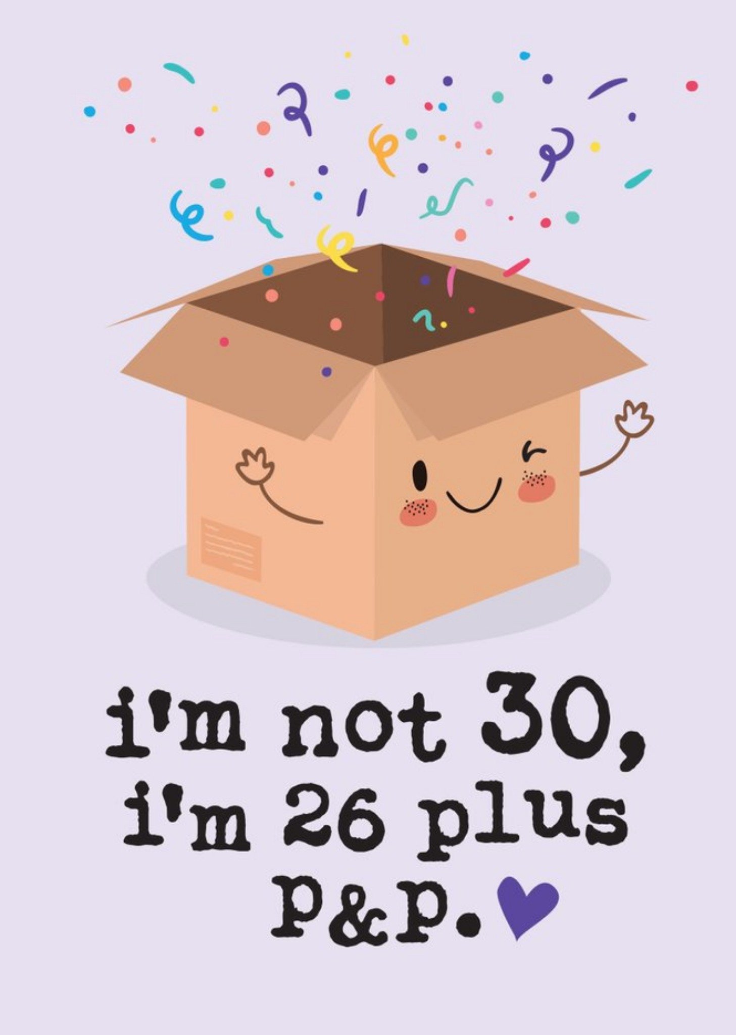 Moonpig Funny Cute Illustrated Cardboard Box 30th Birthday Card Ecard