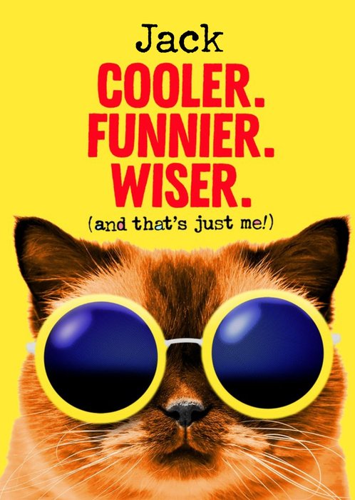 Cooler Funnier Wiser Cat Birthday Card