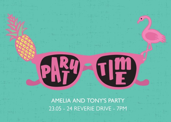 Pineapple And Flamingo Party Time Invitation