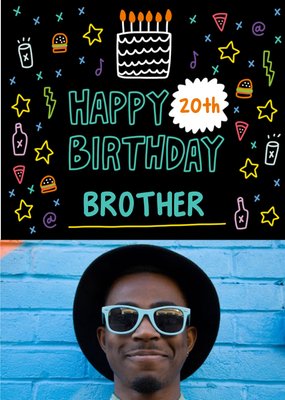 Angela Chick Brother Editable Age Photo Upload Doodle Birthday Card