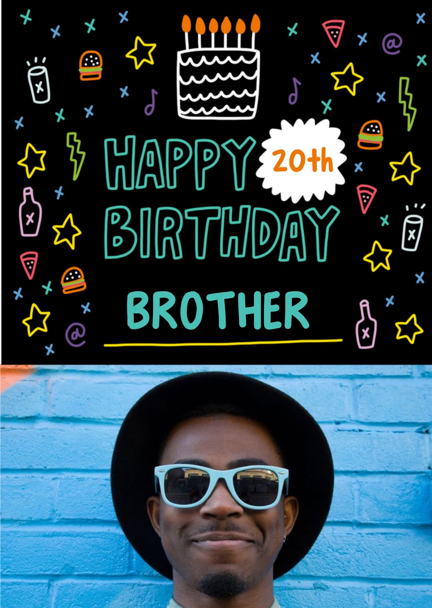 Angela Chick Brother Editable Age Photo Upload Doodle Birthday Card Ecard