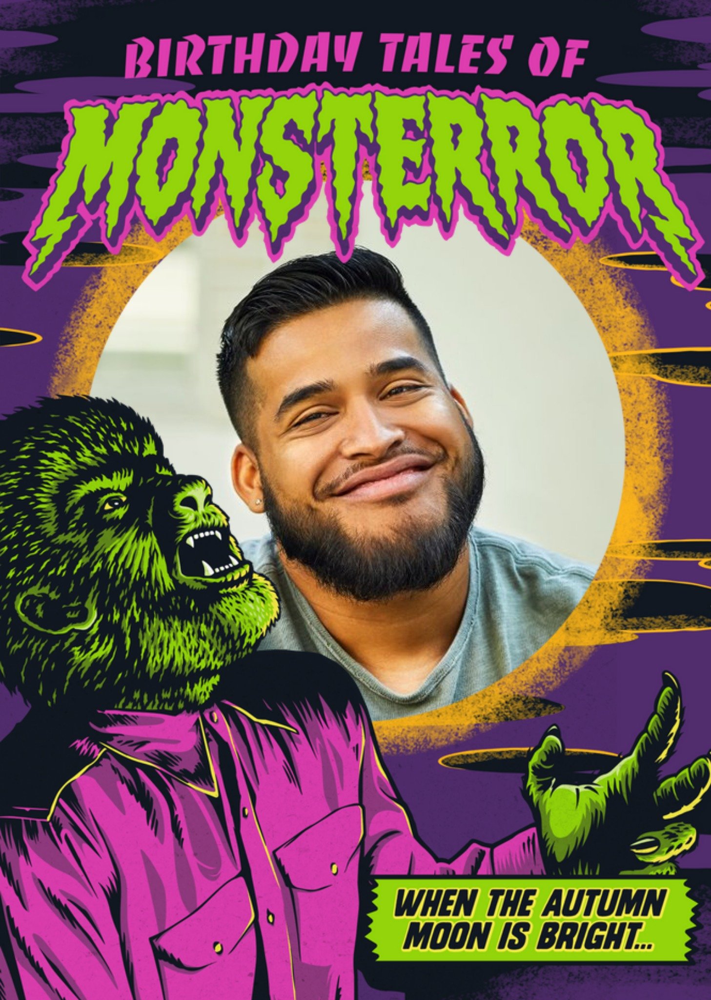 Moonpig Universal Monsters Birthday Tales Of Monsterror Photo Upload Card, Large