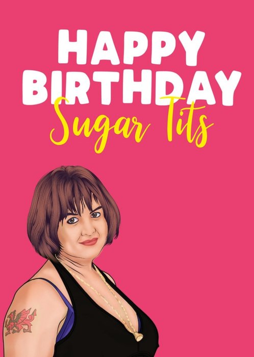 Modern Funny Naughty TV Character Sugar Tits Birthday Card