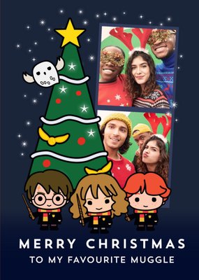 Harry Potter Cartoon Merry Christmas To My Favourite Muggle Photo Upload Card