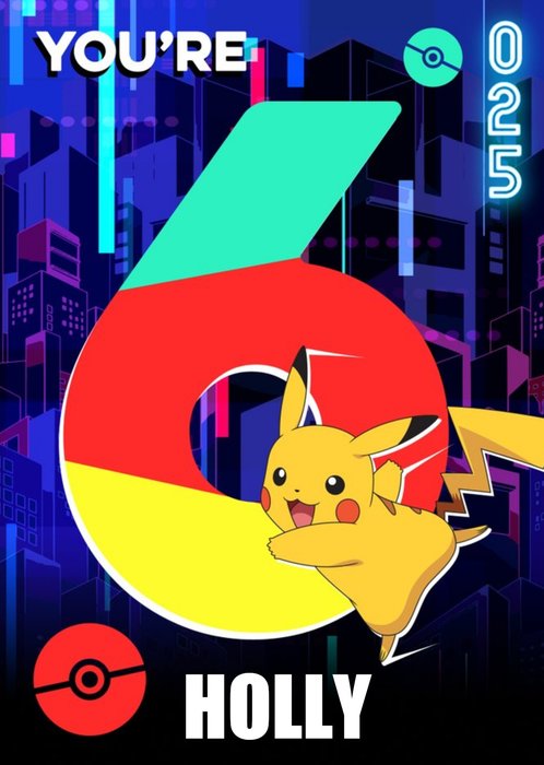 Pokemon Pikachu You Are 6 Age Birthday Card