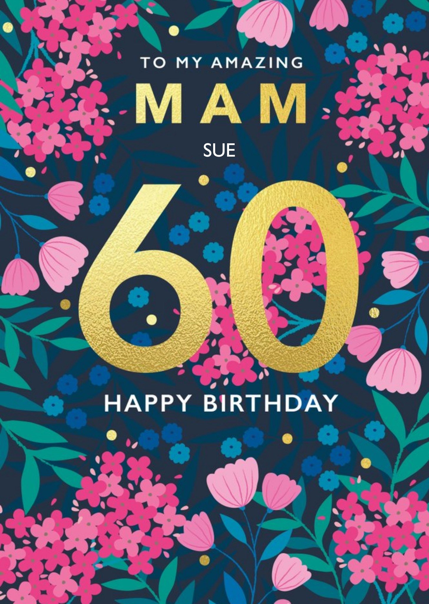 Klara Hawkins Floral To My Amazing Mam 60th Birthday Card Ecard