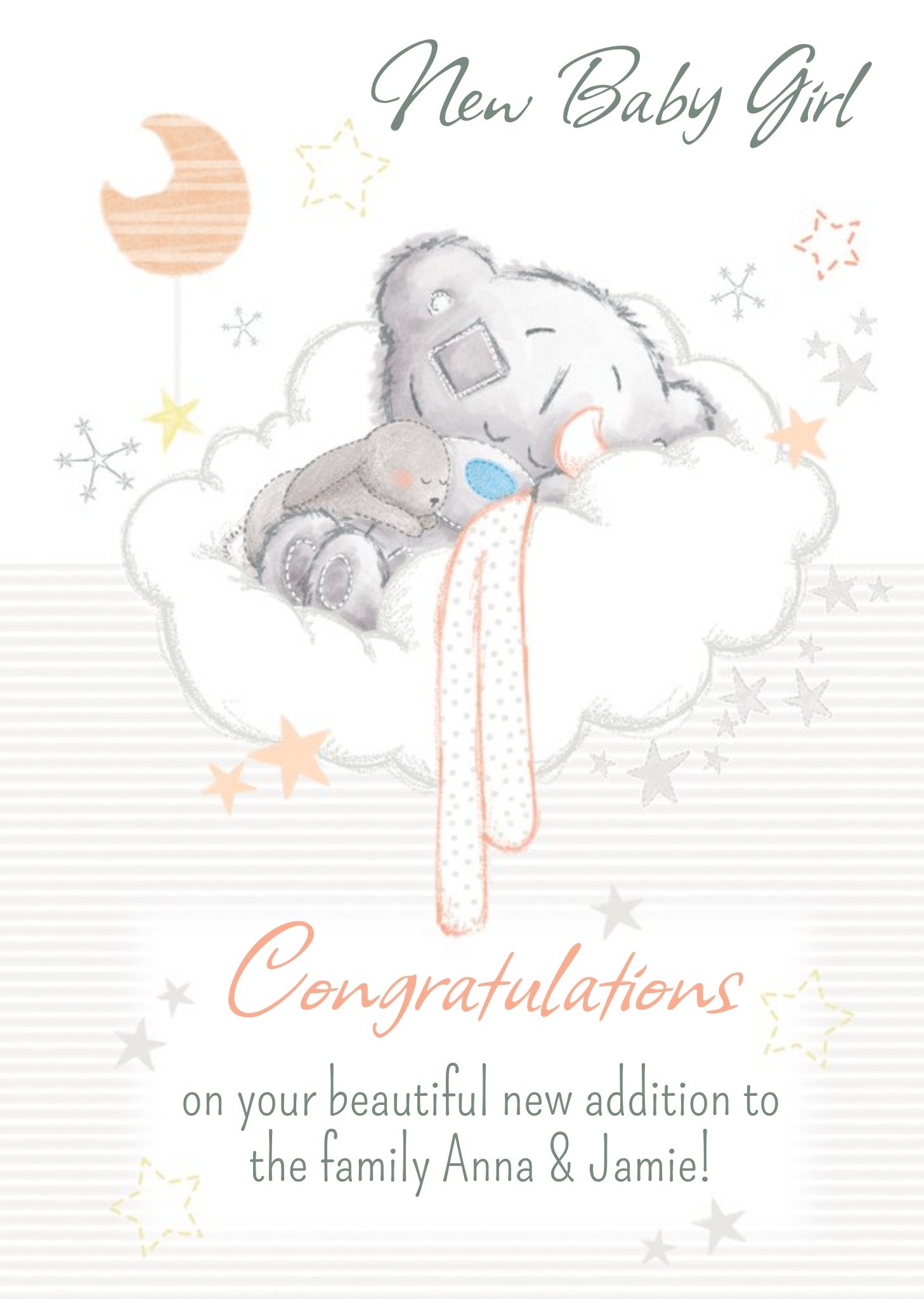 Tiny Tatty Teddy Tatty Teddy Congratulations New Baby Girl Card Ecard