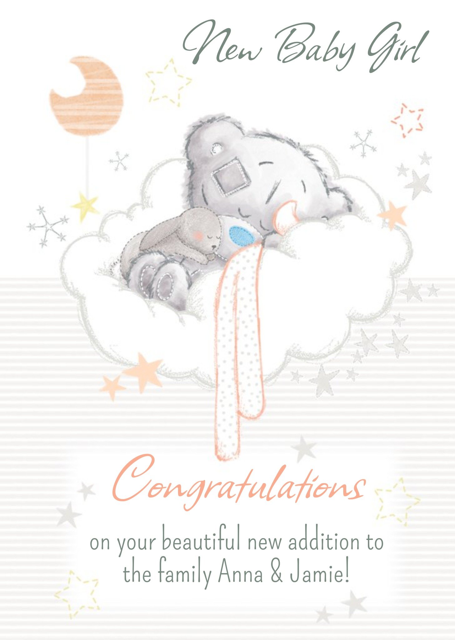 Tiny Tatty Teddy Tatty Teddy Congratulations New Baby Girl Card