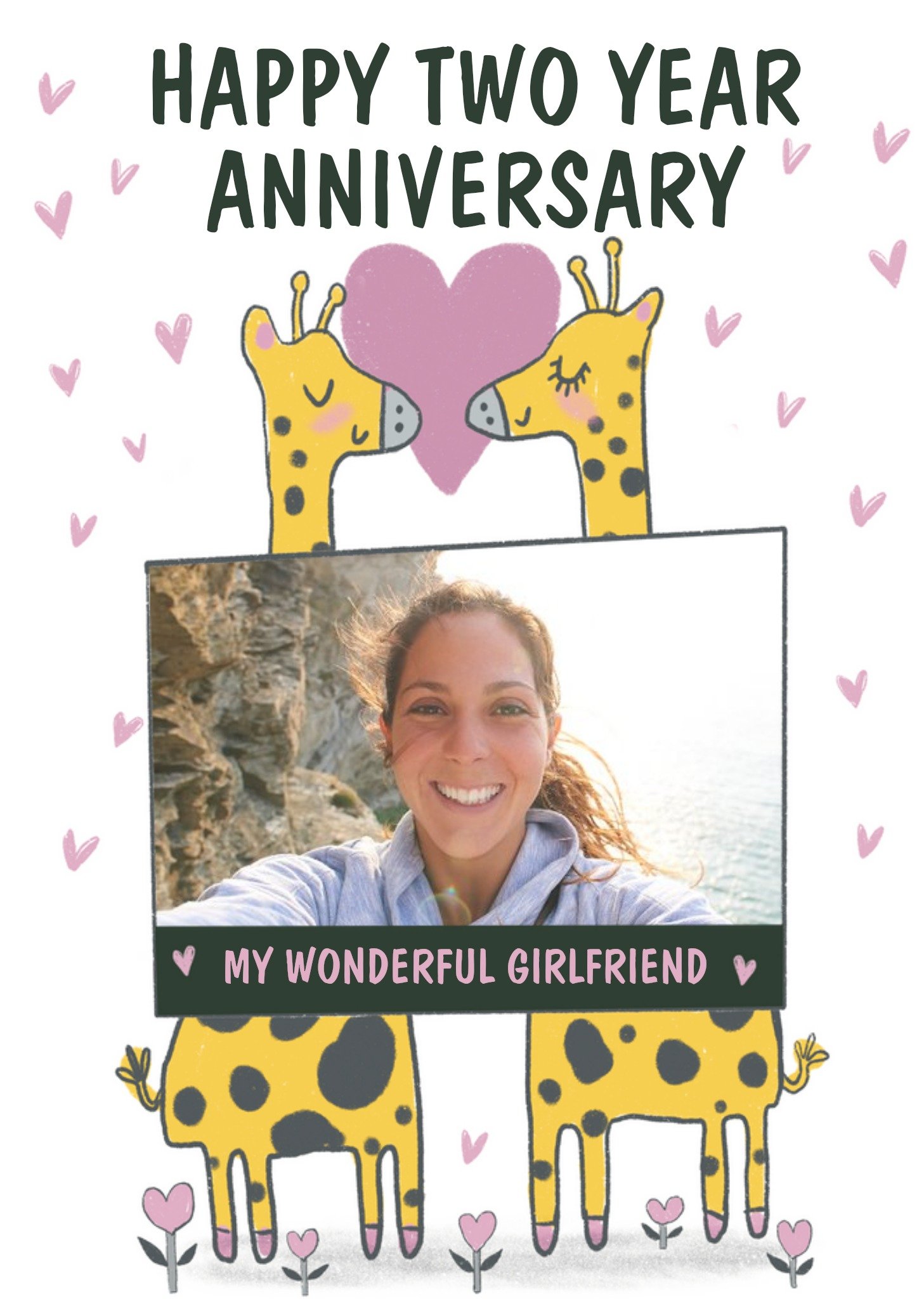 Moonpig The London Studio Cute Giraffe My Wonderful Girlfriend 2nd Anniversary Card Ecard