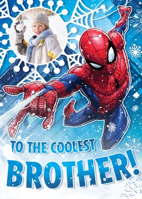 Marvel Spiderman Coolest Brother Photo Upload Christmas Card