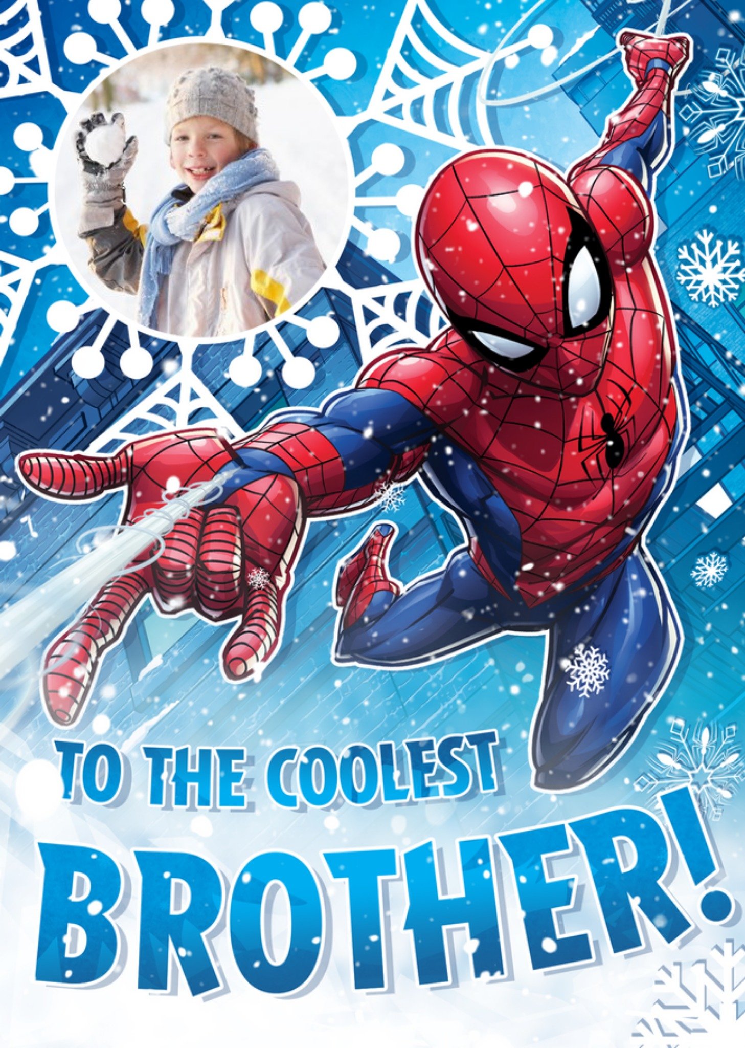 Marvel Spiderman Coolest Brother Photo Upload Christmas Card Ecard