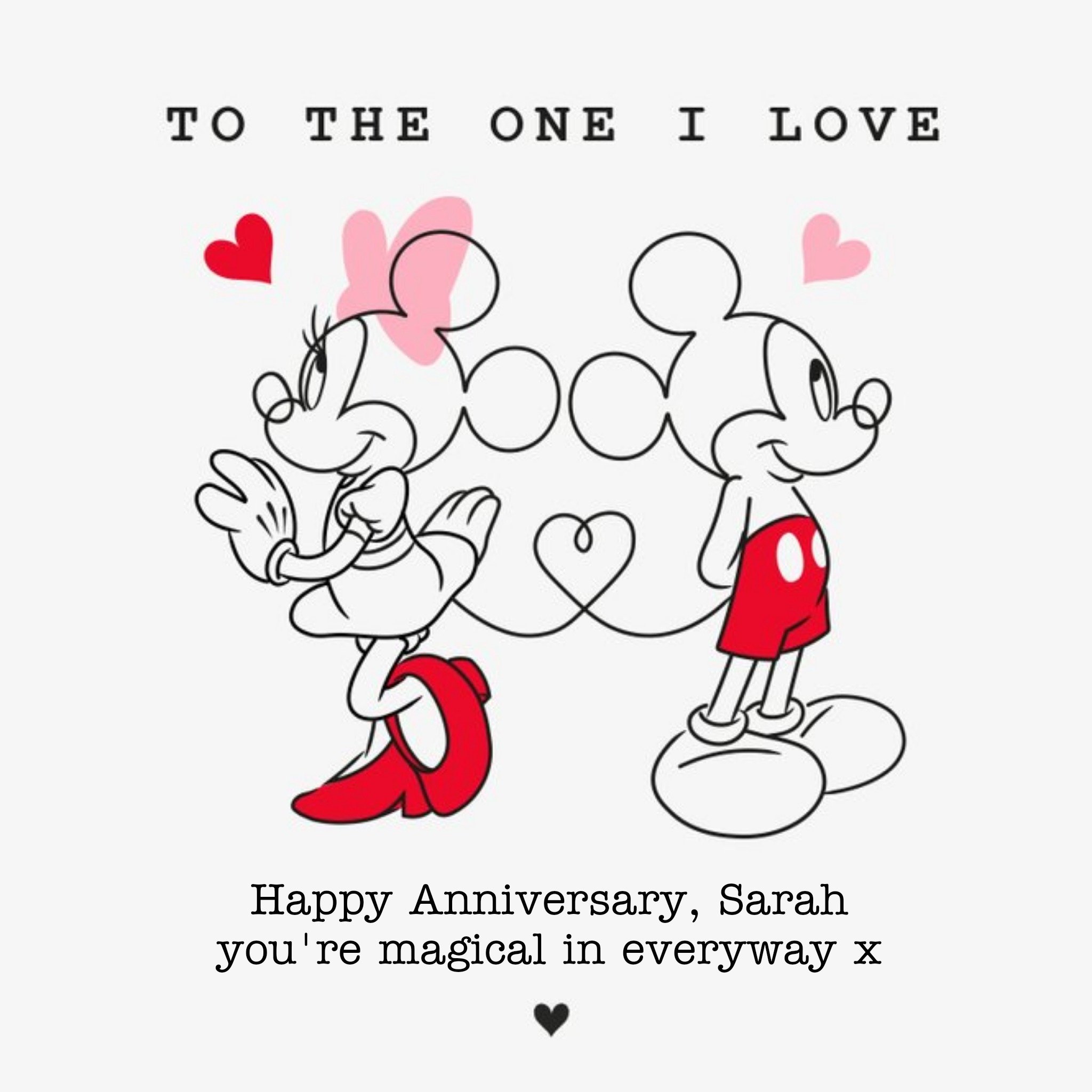 Disney Mickey And Minnie Mouse To The One I Love Anniversary Card, Square