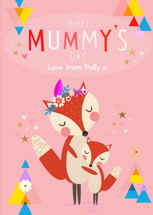 Cute Foxes Happy Mummy's Day Personalised Card
