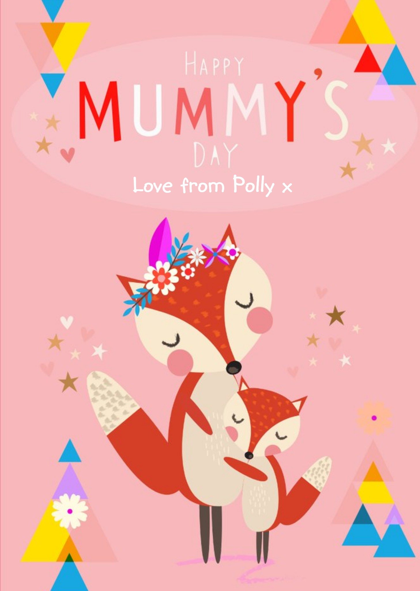 Moonpig Cute Foxes Happy Mummy's Day Personalised Card Ecard