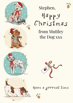 Festive Puppies Personalised Happy Christmas From The Dog Card